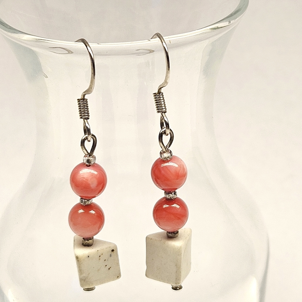 Pink Shell Beaded Earrings